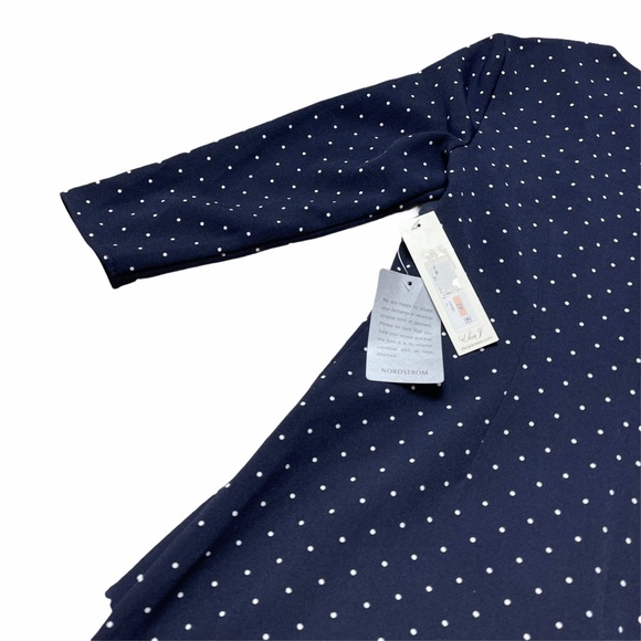 Eliza J Navy Blue Dotted Quarter Sleeve Mini Dress - Picture 7 of 8